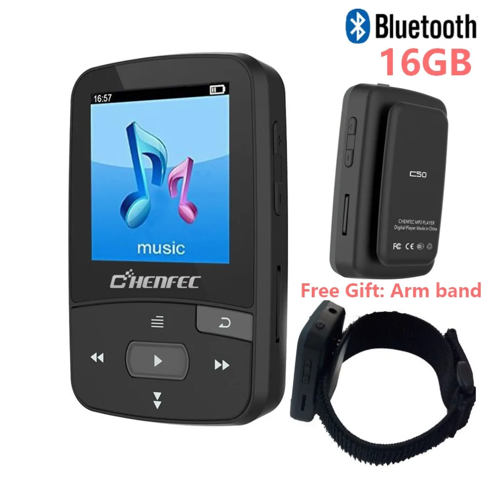CHENFEC C50 оригинальный спортивный мини плеер с Bluetooth MP3 поддержка tf карты fm радио