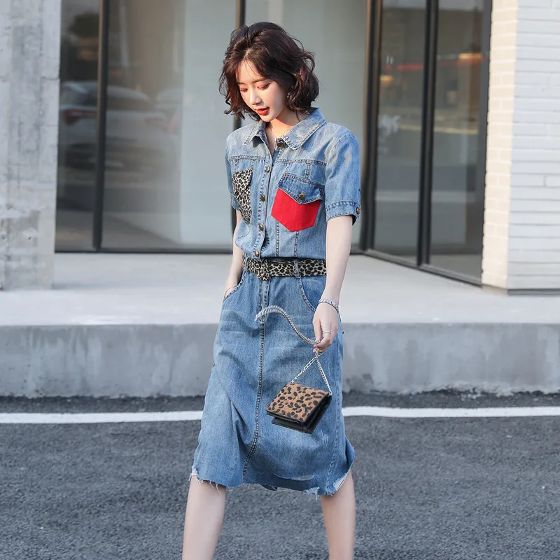 Джинсовые леопардовые сексуальные вечерние платья весна лето женская одежда 2020