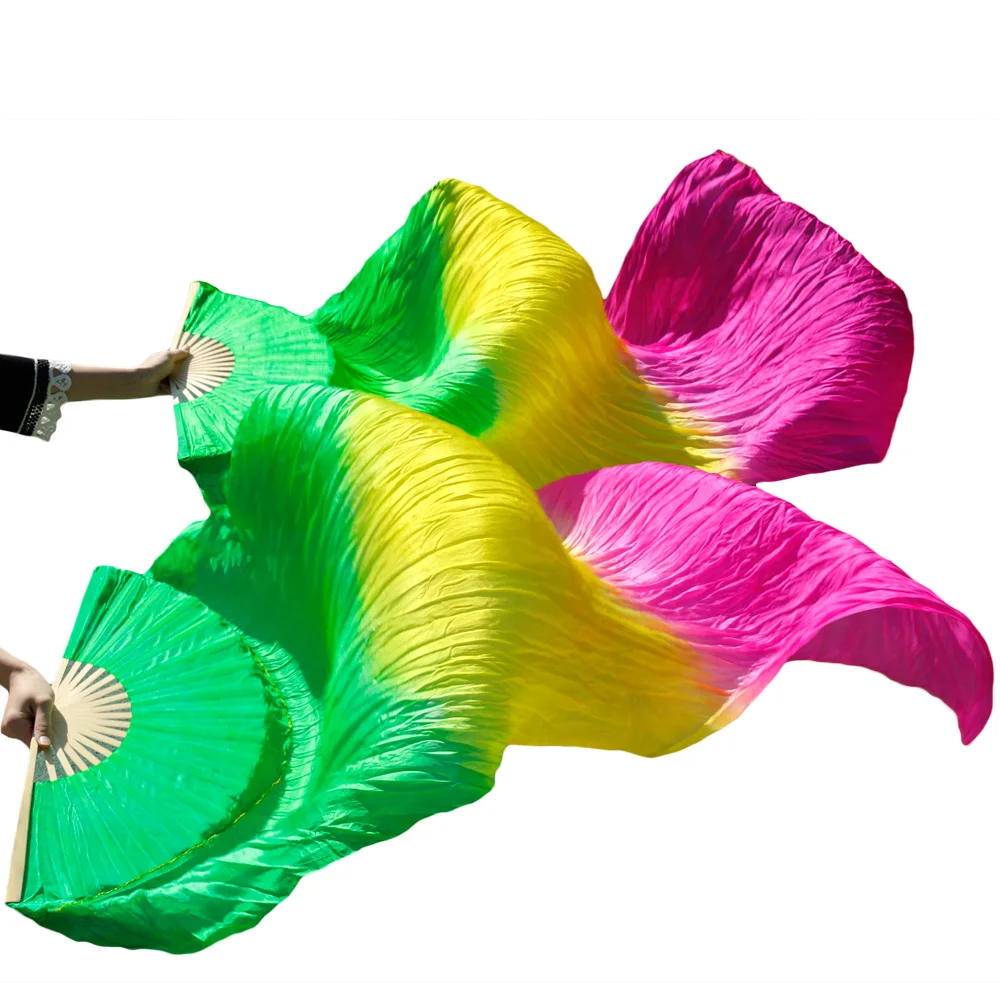 100% шелк ручная работа окрашенный танец живота вентиляторы для танцев реквизит
