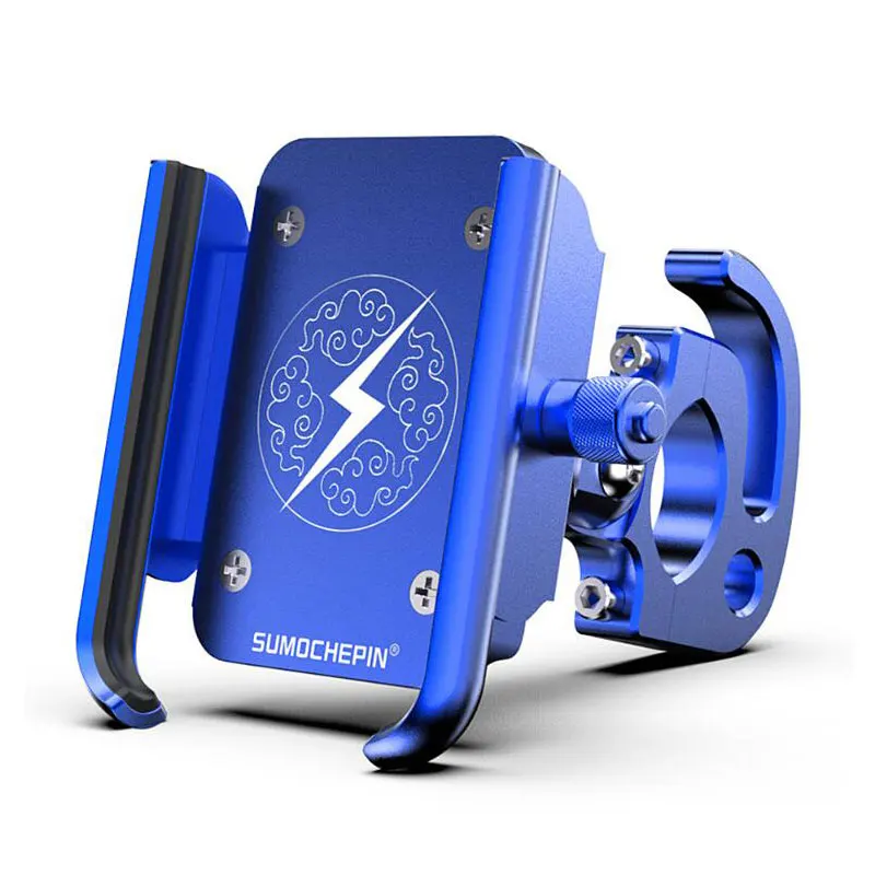 blue Алюминиевый держатель для телефона мотоцикла для крепления мобильного телефона на велосипед стойка руля застежка подставка держатель для 4,0 ''до 6,5'' держатель для сотового телефона - Цвет: blue