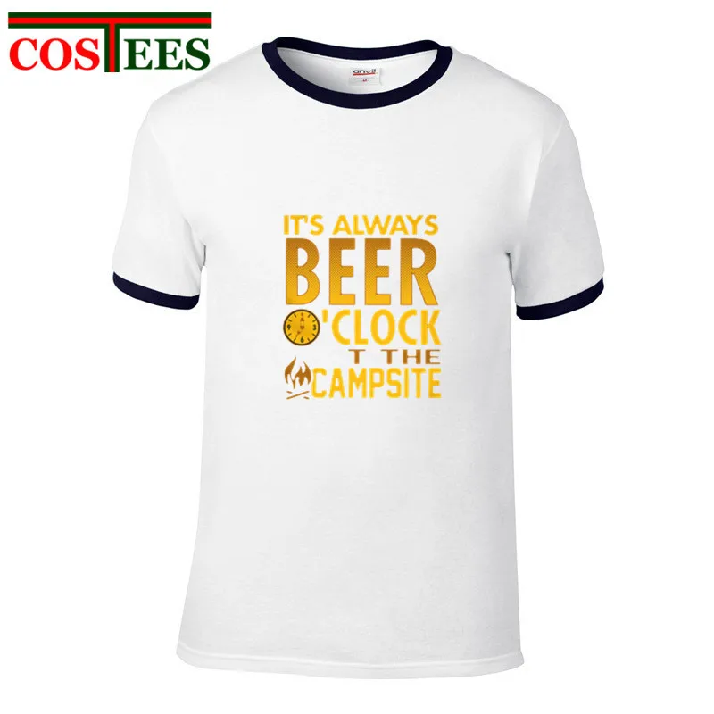 Крутая мужская летняя стильная футболка для кемпинга с надписью Beer hours humor