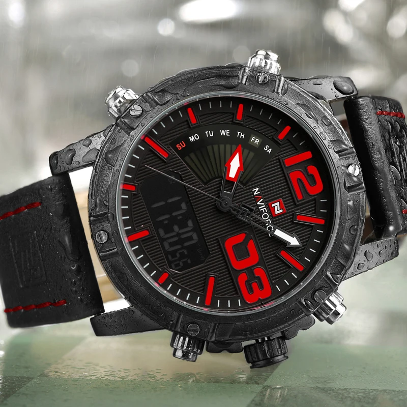 Часы наручные NAVIFORCE мужские с двойным дисплеем брендовые армейские спортивные в