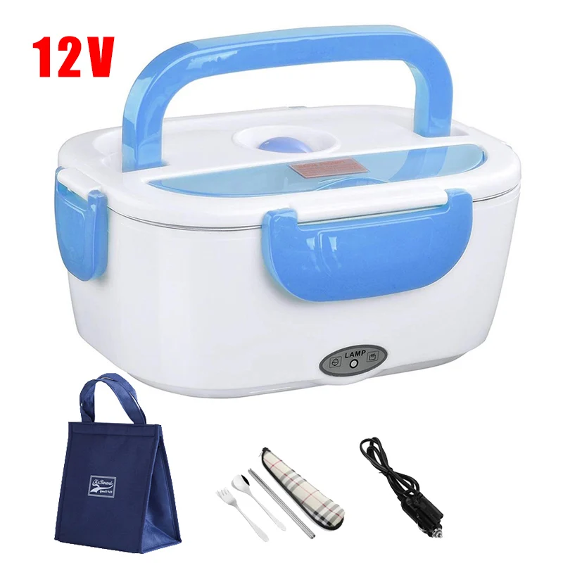 12V Blue- Bag Set 12 В 24 в автомобиль грузовик Электрический Bento коробка нагреватель грелка контейнер для хранения еды 304 нержавеющая сталь Ланч Бокс школьная сумка посуда - Цвет: 12V Blue- Bag Set
