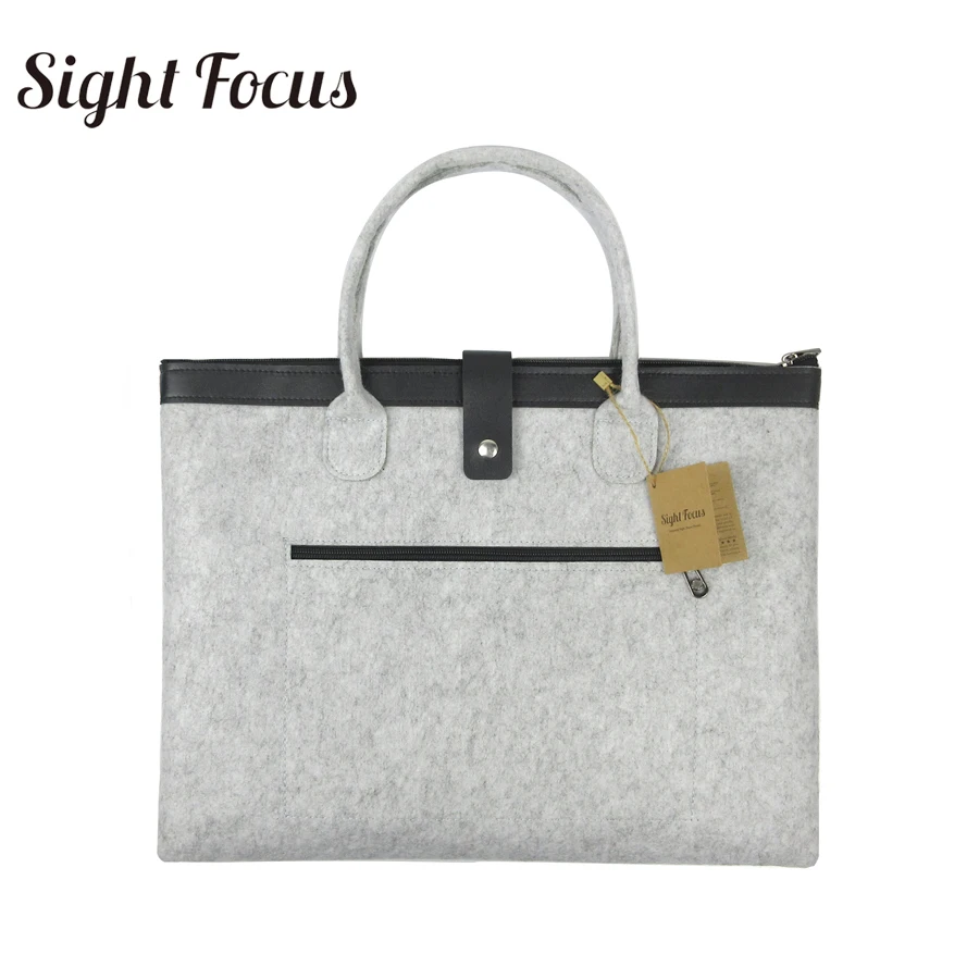 Портфель Sight Focus серый из фетра легкий портативный мягкий для ноутбука | Багаж и