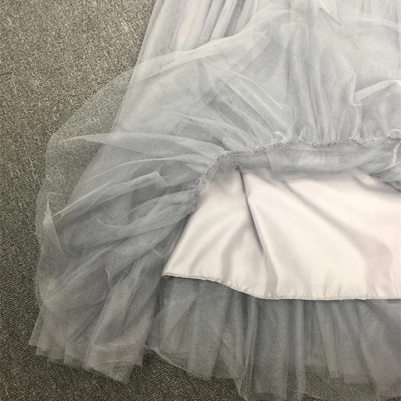 Женская длинная фатиновая юбка плиссированная пачка средней длины с высокой