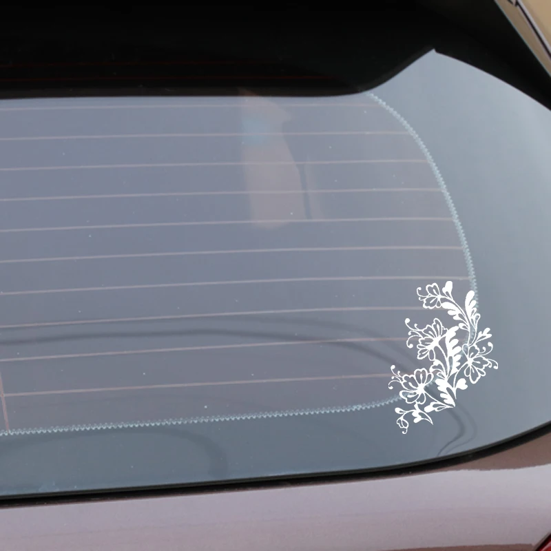 

YJZT 12CM*16.6CM Creativity Of Flower Decoration Car Sticker Vinyl Decal Black/Silver C23-0837