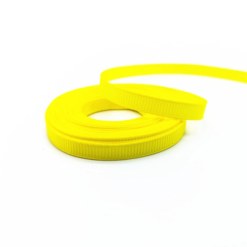 Yellow 5 ярдов 6 мм лента свадебное украшение Репсовая лента подарочная упаковка банты для волос DIY Высокое качество Рождественская лента - Цвет: Yellow