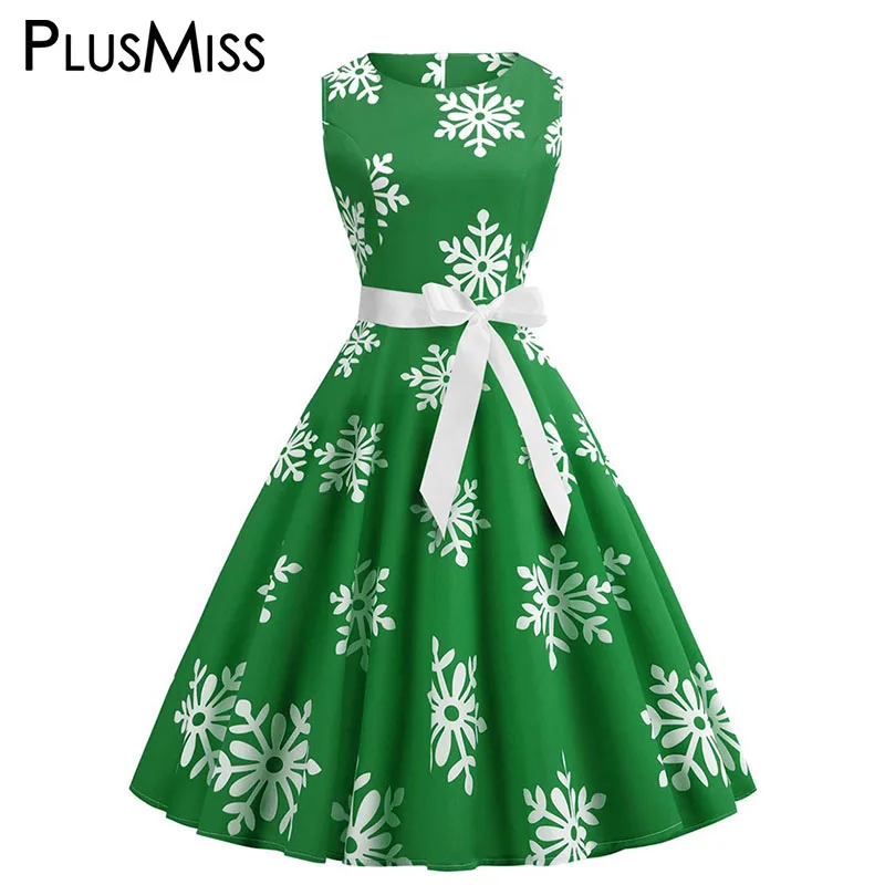 PlusMiss размера плюс XXXXL XXXL XXL Рождественская Снежинка Платья для вечеринок женские большие размеры без рукавов Винтаж платье с пышной юбкой