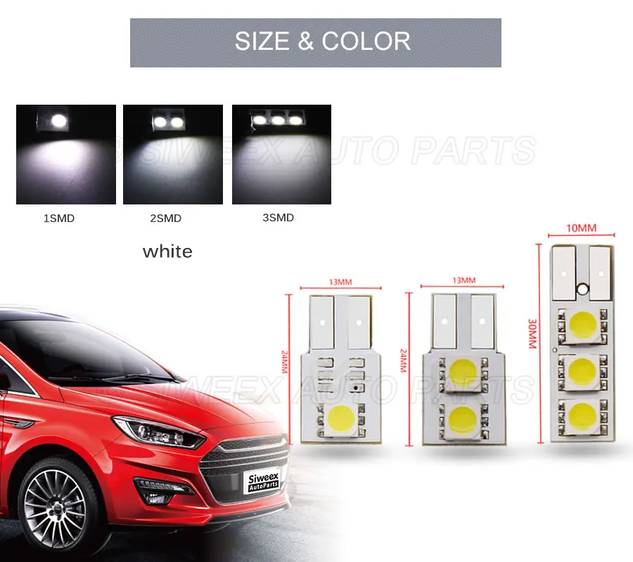 T10 Led w5w 1smd/2smd/3smd 5050 Лампа для чтения неполярсветильник льник лампа номерного знака