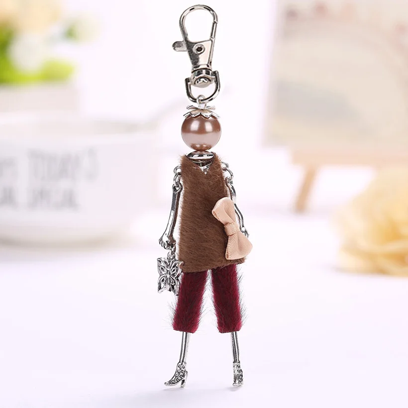 YLWHJJ 2018 new girl lovely White Red doll car keychain for women key chain Style Fashion jewelry bag pendant brand hot Handmade | Украшения