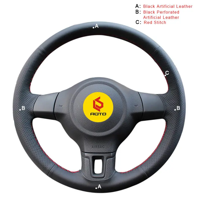 Artificial Leather Автомобильная Оплетка на руль для Volkswagen VW Golf 6 Mk6 VW Polo MK5 2010-2013Q без оригинальных кожаных чехлов на колеса - Название цвета: Artificial Leather
