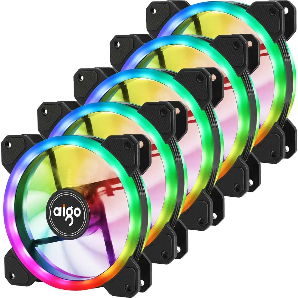 Aigo DR12 ПК охлаждающий вентилятор в корпусе для компьютера 12V регулируемый светодиодный RGB охлаждающий вентилятор 120 мм бесшумный вентилятор ПК кулер с ИК-пульт дистанционного управления