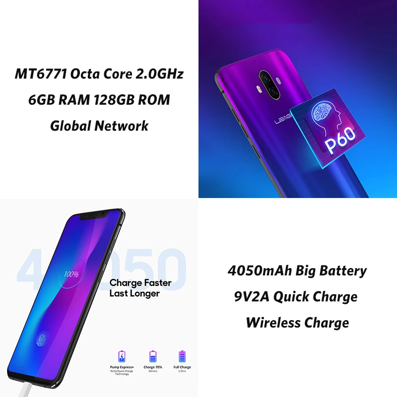 Смартфон LEAGOO S10 6 ГБ + 128 Гб экран 21 дюйма Восьмиядерный Android 8 1 4G мобильный телефон 20