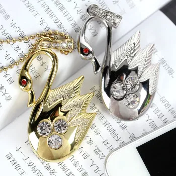 Jewelry Diamond Swan Mini USB 16GB 32GB Memory Stick 2.0 Flash Pen Drive 64GB Pendrive 512GB Creativo Disk On Key Gift | Компьютеры и