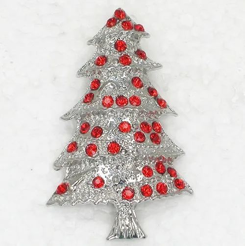 

Red Rhinestone Christmas tree Pin brooches C097 C