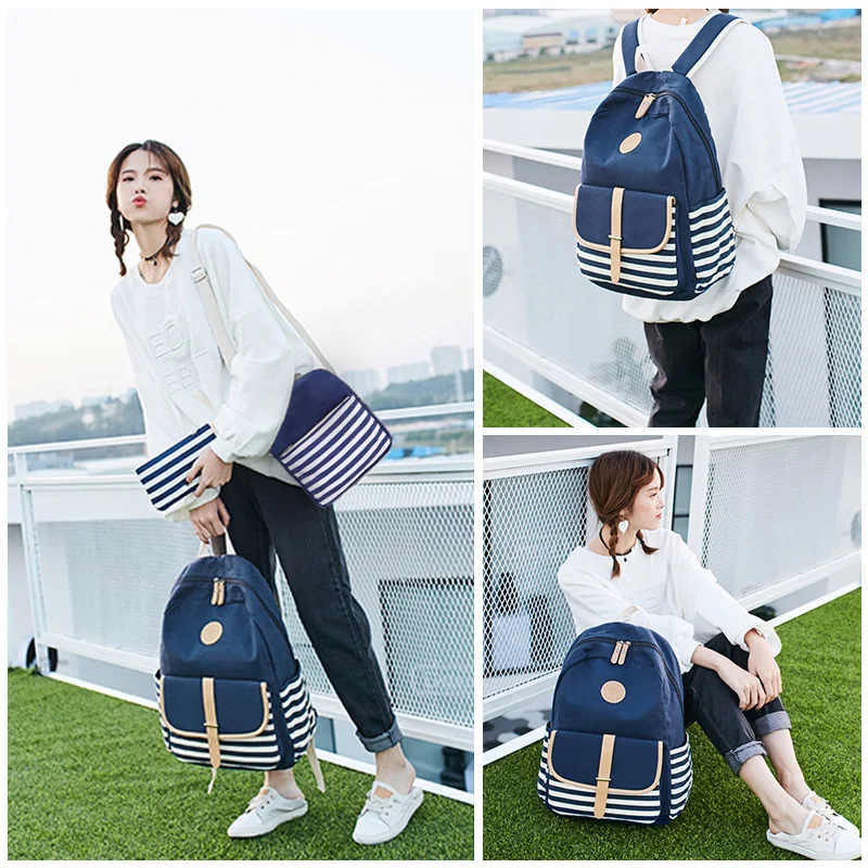 Стильные холщовые рюкзаки с принтом для женщин 3 комплекта милые легкие сумки