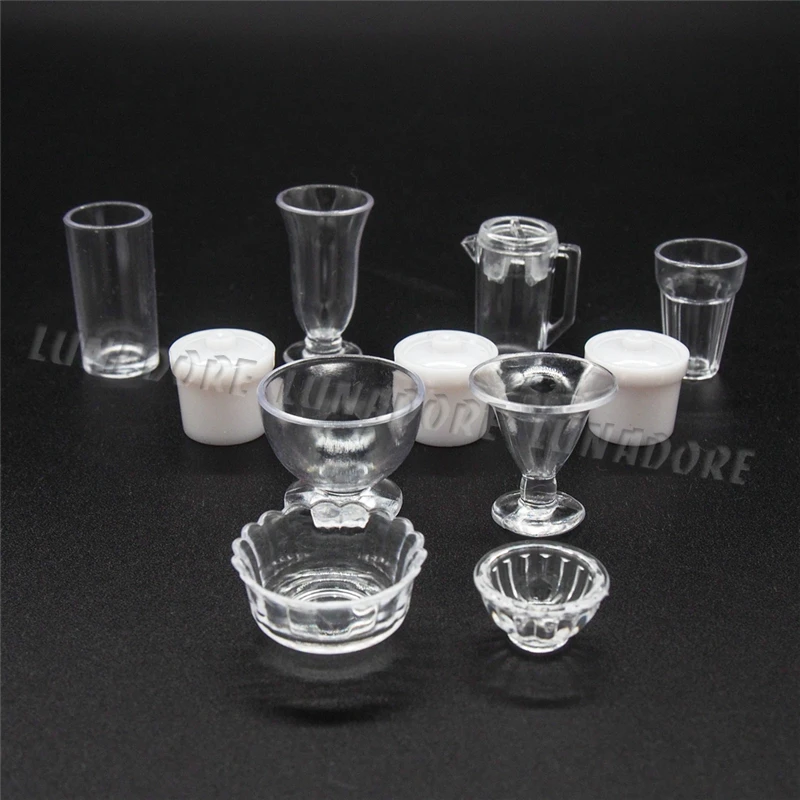 Odoria 1:12 Miniature 11PCS Clear Cups Set Beer Wine Tea Ice Cream Mug Tableware Kit Kitchen Dollhouse Accessories Decoration | Игрушки и