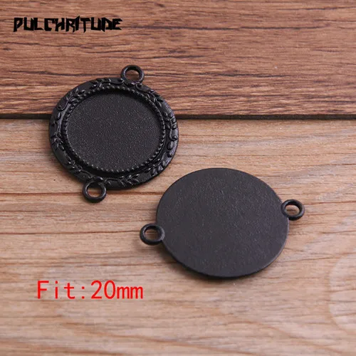 20mm PULCHRITUDE 6 шт. 20/18 мм внутренняя Размеры с черным покрытием 2 Стиль Кабошон База Установка Подвески ожерелье с подвеской P6599 - Цвет: 20mm