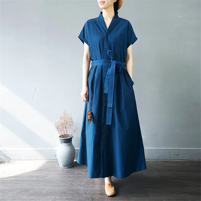 SCUWLINEN 2019 женские летние платья винтажные однотонные с v образным вырезом коротким