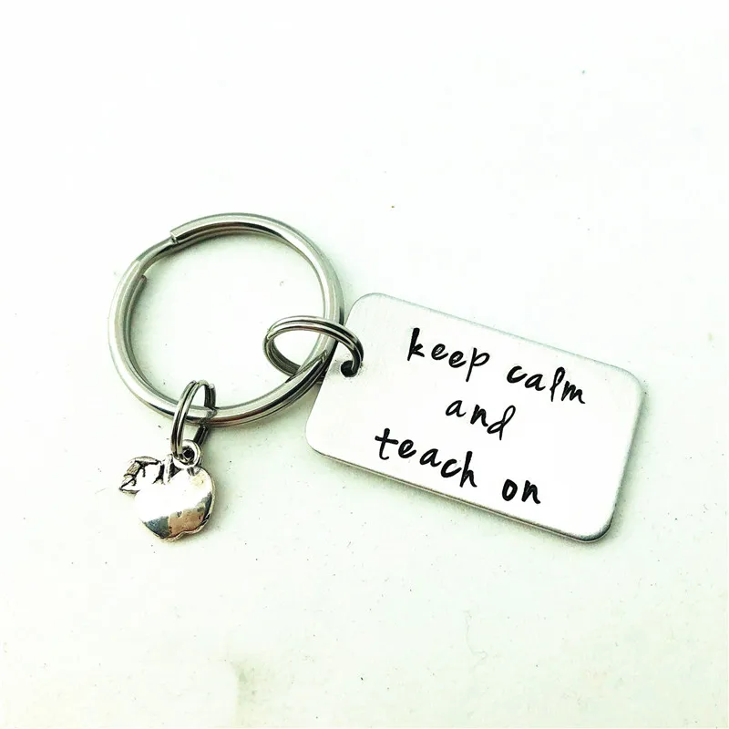 

100pcs/lot Teacher Gift keep calm and teach on Ready to Ship Keychain Back to School Teacher Appreciation