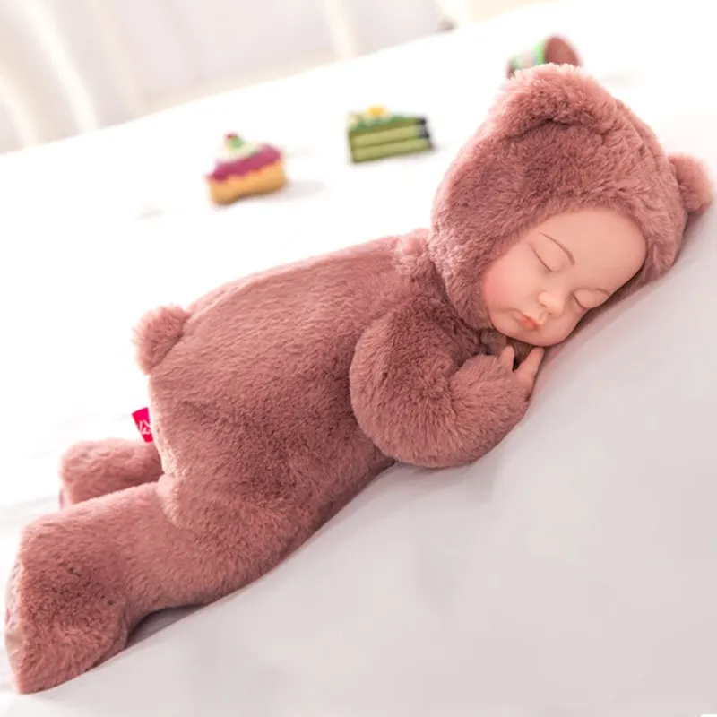 Wine red bear Kawaii спящие детские куклы, мягкие ПВХ детские плюшевые игрушки для девочек, рождественский подарок, высокое качество, кукла bebe, Реборн, детские игрушки - Цвет: Wine red bear