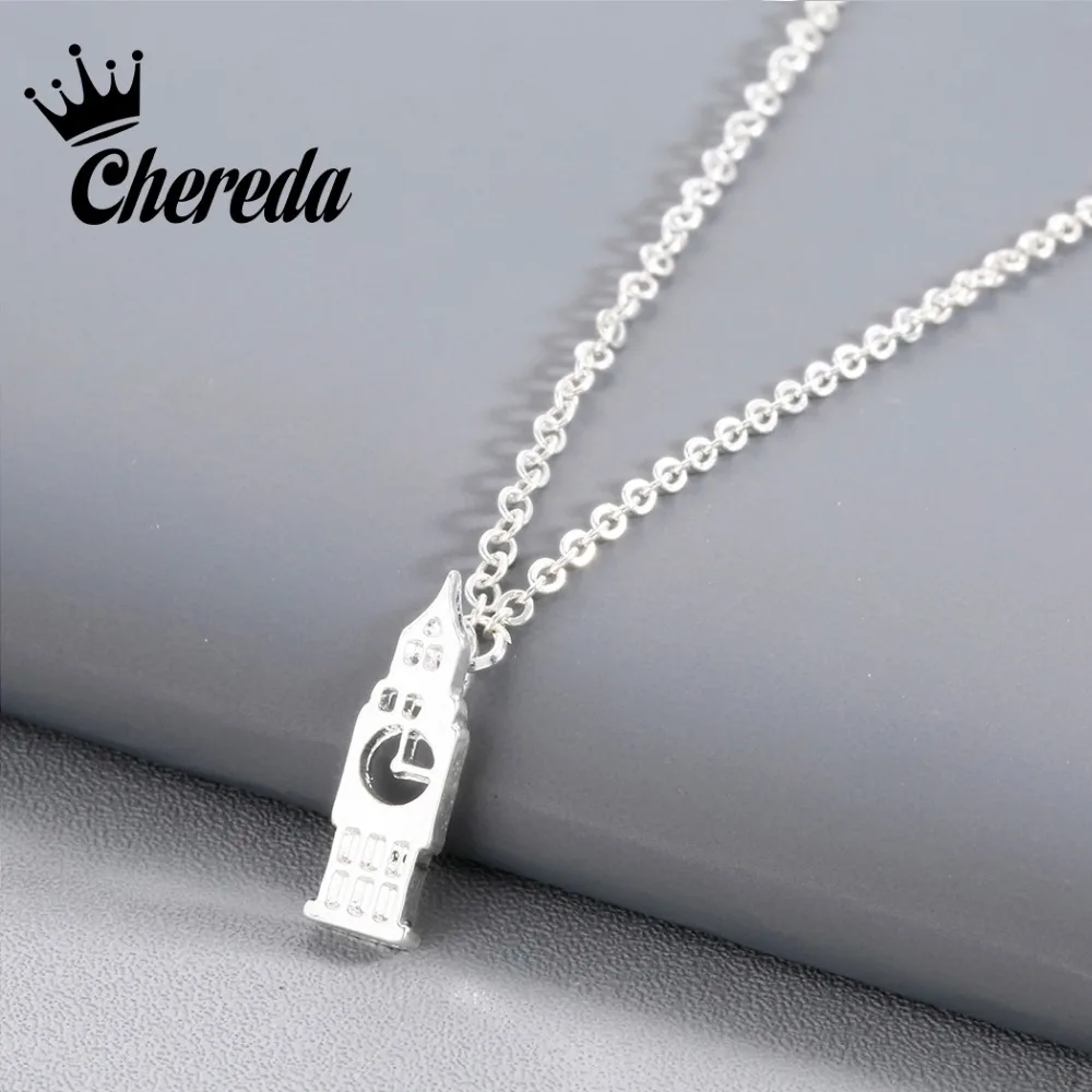 

Chereda New Fashion Alloy Necklace Silver Gold Color Pendant For Women Lady Classic Big Ben Shape London Eye Jewelry Accessories