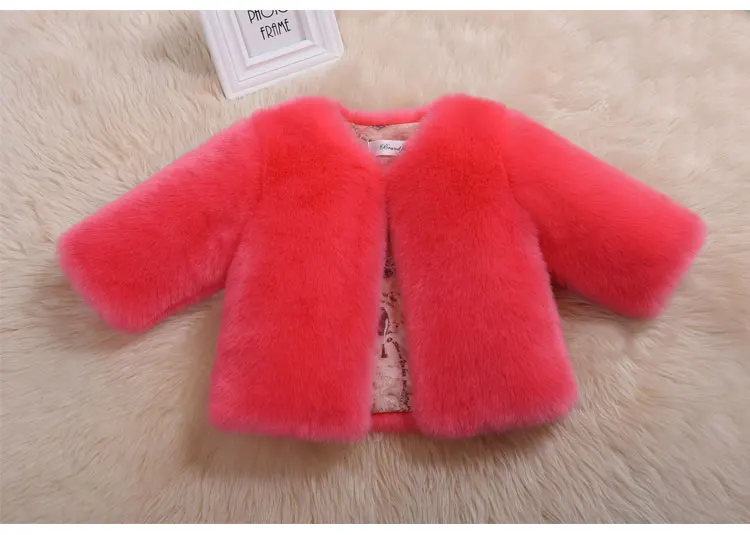 Kinder малыш мальчик детская одежда костюм Робокар roupas пальто с мехом vestido верхняя одежда для девочек Роскошная Меховая куртка платье плащ - Цвет: watermelon red