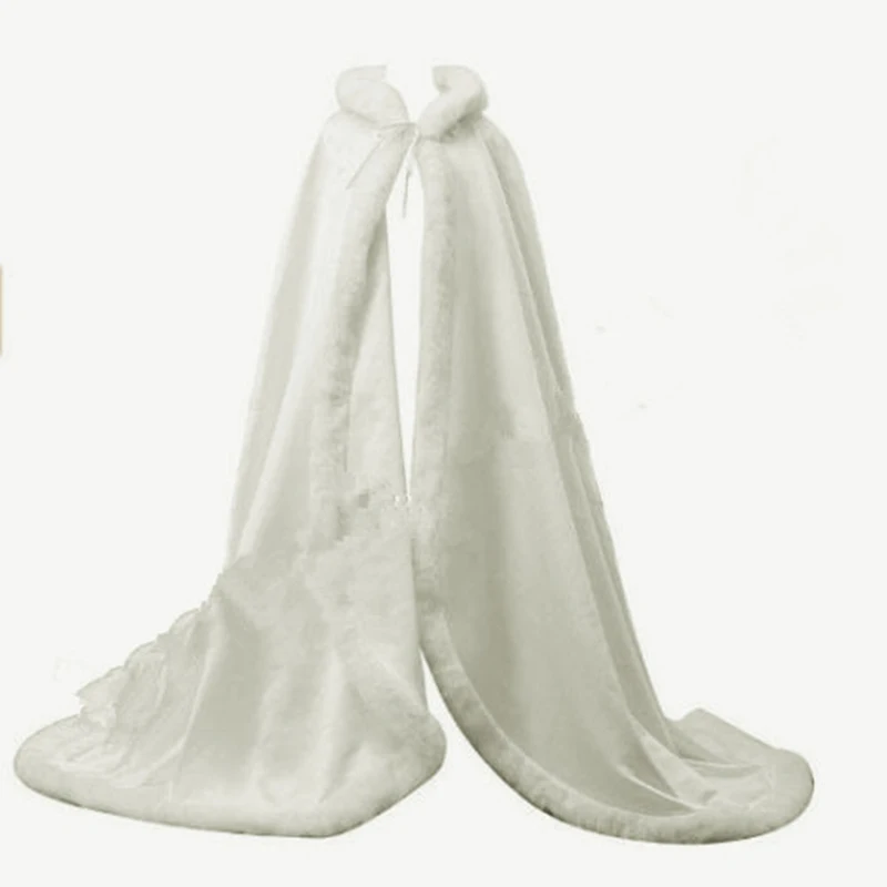 Элегантные Свадебные плащи накидка с капюшоном для новобрачных со шлейфом из