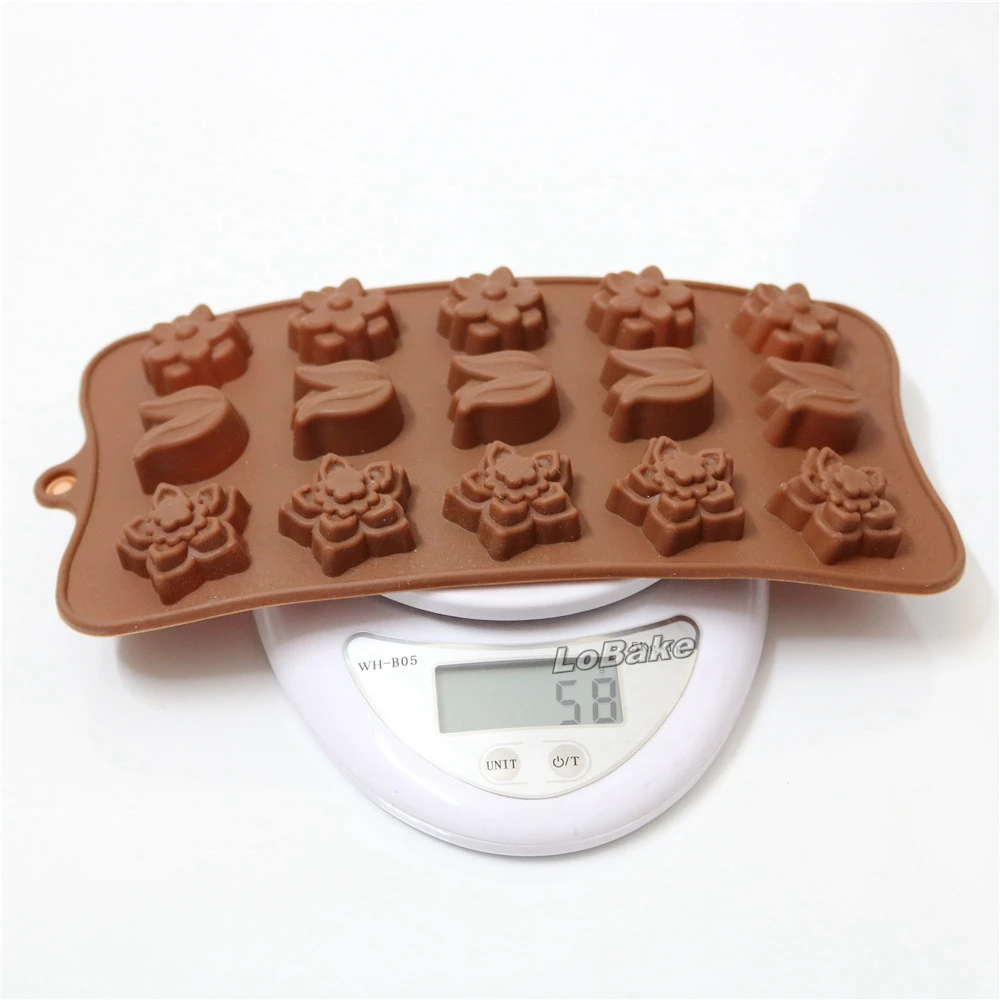 15 cavities 21*10.5cm 3 type of flower tulip shape chocolate mold for DIY cake baking tools |