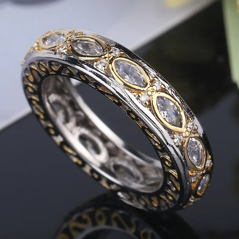 Изящные Ювелирные изделия женское золотое кольцо с прозрачным цирконием