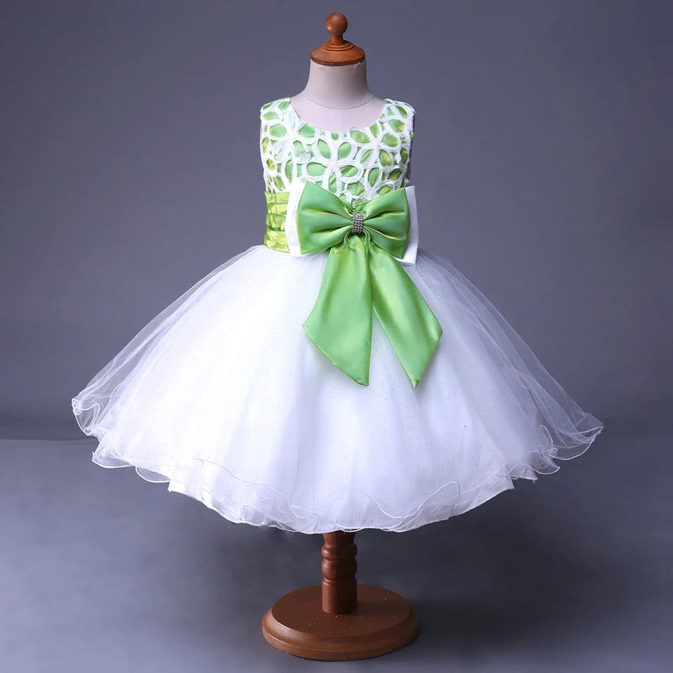 Cutestyles 5 Colors White Lace Girl Party Dress High Waist Big Bow Pink Flower Girls Dresses Kids Purple Summer Clothing GD31115 | Детская
