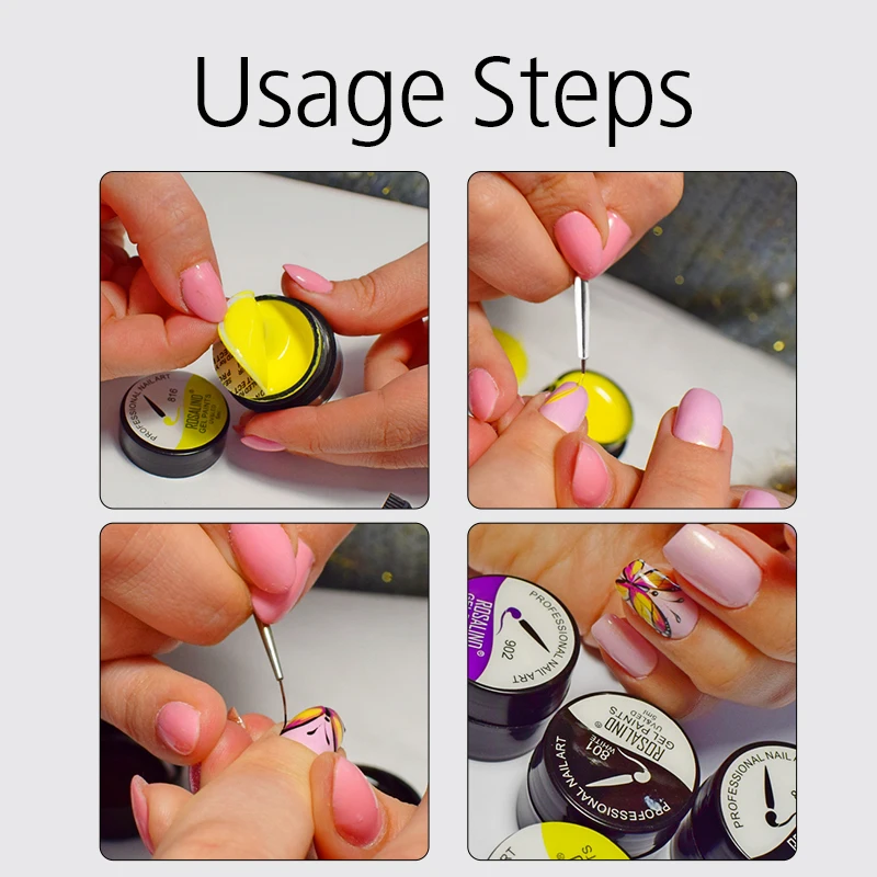 

ROSALIND 3Pcs/Lot White nail brush For UV Gel Polish Soft Brushes for manicure Tiny Painting Nail Pattern nail art Pen