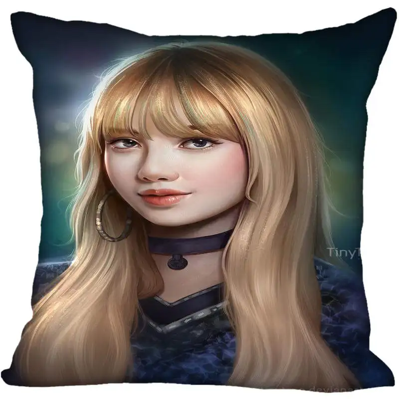 13 Fan Xi, хит, на заказ, KPOP, черно-розовая Лиза, принтованная шелковая квадратная наволочка, для дома, декоративная, на молнии, атласная наволочка(одна сторона - Цвет: 13