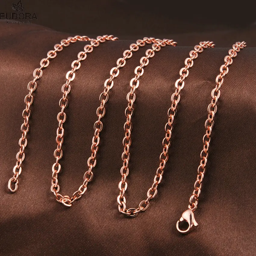 Оптовая продажа медное ожерелье цвета розового золота 10 шт./лот 30 дюймов/45 дюймов