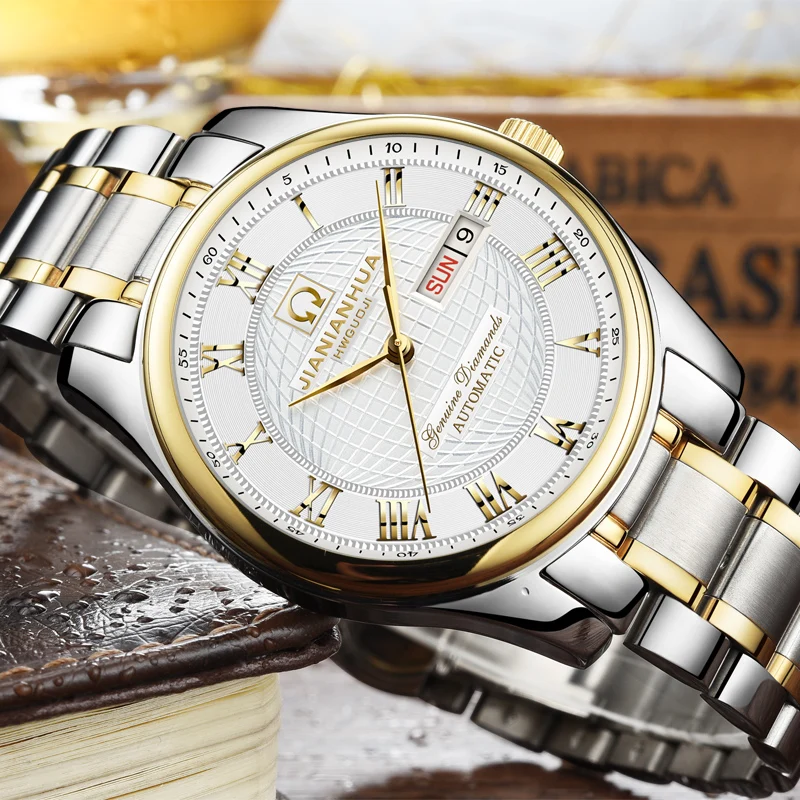 Часы мужские из нержавеющей стали водонепроницаемые автоматические|relogio