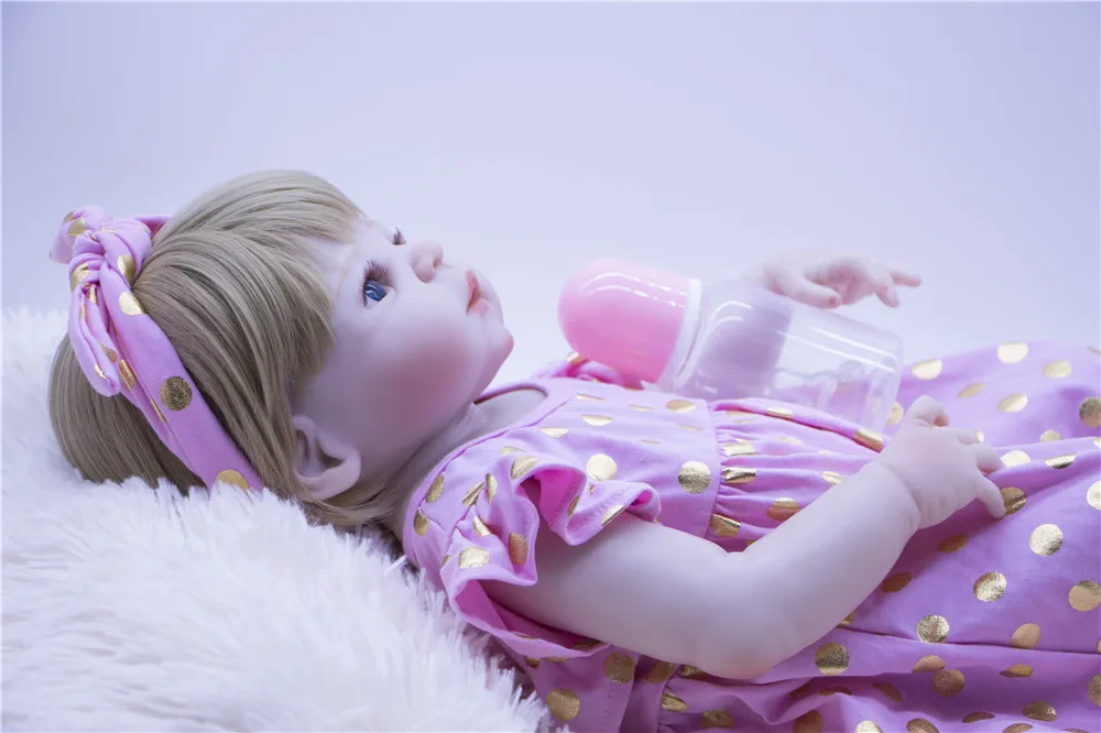 100% ручная работа силиконовые куклы Новорожденные с белой кожей платье в розовый