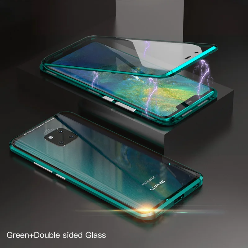 Green Полный Магнитный чехол LUPHIE 360 для huawei mate 20 Pro P30 Pro, Передние Задние стеклянные Чехлы для huawei mate 20 P30, Магнитный чехол - Цвет: Green