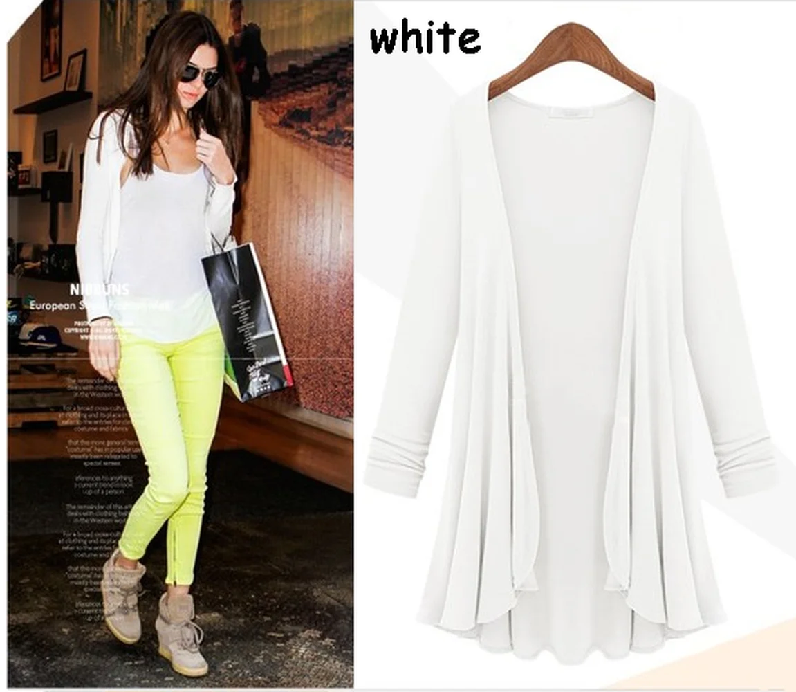 Женский Повседневный Кардиган ZOGAA однотонный с длинным рукавом накидка пальто до