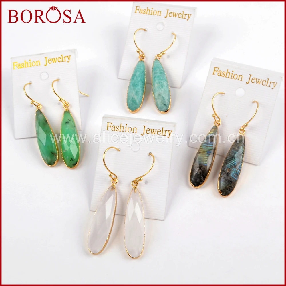 BOROSA 5 пар новая золотая цветная слезы белый кварц кристалл лабрадорит граненый
