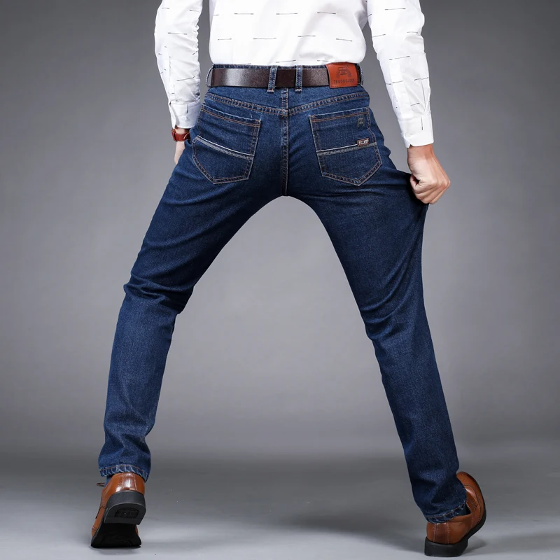 

VROKIO 2020 Spring and Autumn on The Market Men's Business Casual Slim Pants Stylish High Quality Black Blue Jeans 38 40 42