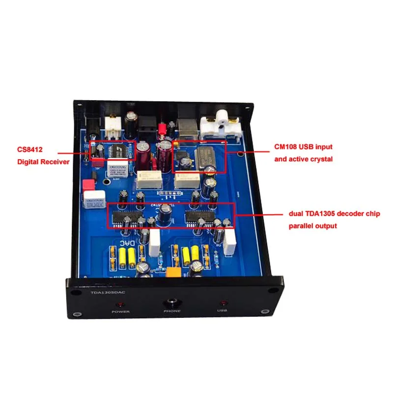 Высокое качество двойной TDA1305 ЦАП CS8412 CM108 USB декодер HiFi с волоконный коаксиальный вход для Hi-Fi усилитель