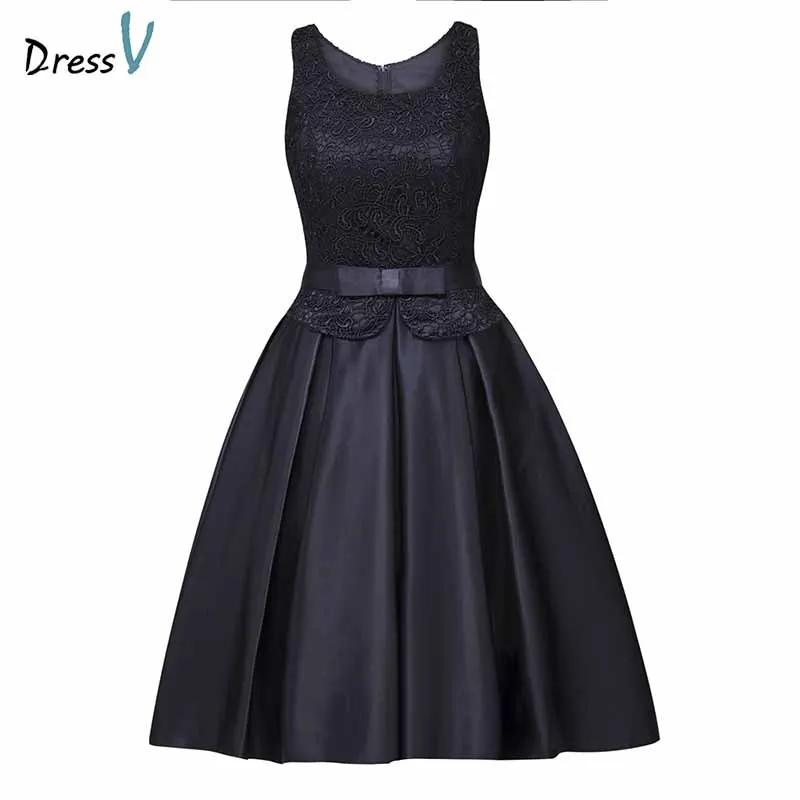 

Dressv scoop neck homecoming dress cheap a line knee length cocktail party dress lace sleeveless zipper up homecoming dress