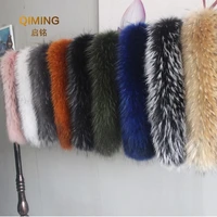 100 winter natural fur collar real raccoon fur warm women scarves coat female neck cap long warm genuine fur scarf big size