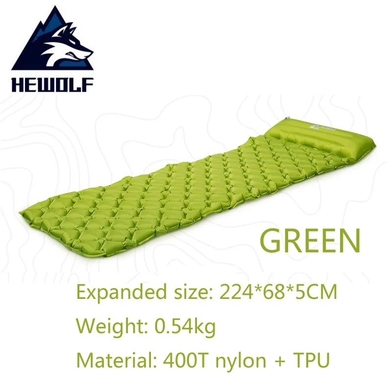HEWOLF Outdoor Inflatable Cushion Air Mattress Portable Ultralight Bed Moistureproof Camping Mat With Pillow Sleeping Pad | Спорт и