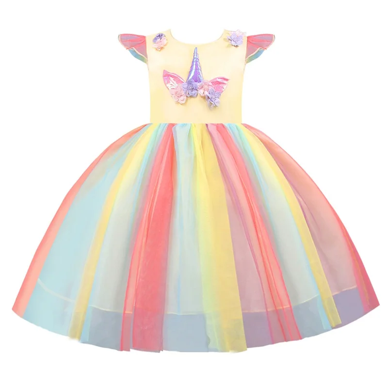 Unicorn Party Dress Kids Dresses For Girls Costume Summer Children Elegant Princess Christmas fantasia infanti | Детская одежда и