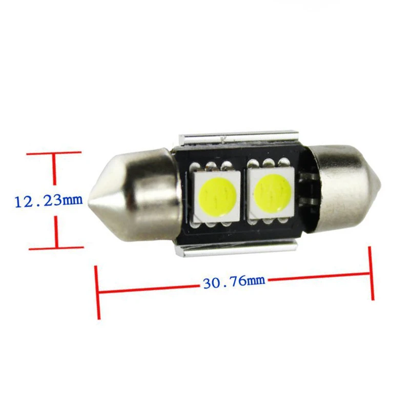 

YSY 2pcs 31mm 2-SMD 1.5" Canbus Error Free Dome Light LED Bulbs 6411 6418 C5W - White automotive Reading lights 12V 6000K