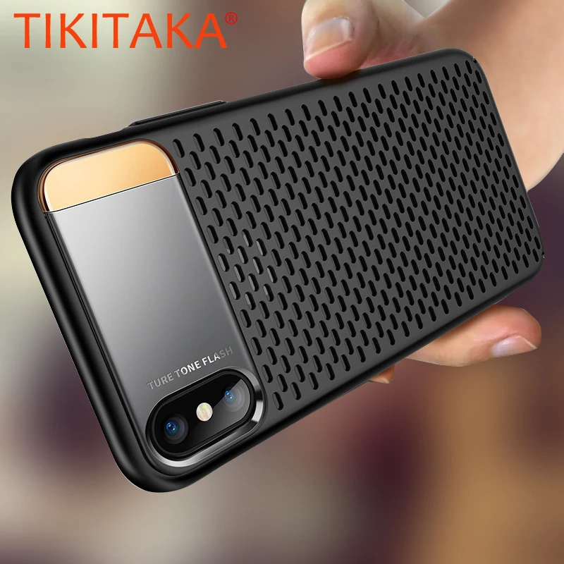 Рассеивающий тепло чехол для телефона s для iphone X, облегающий чехол s, дышащий, скраб, текстура, противоударный, армированный чехол, чехол с держателем, подставка