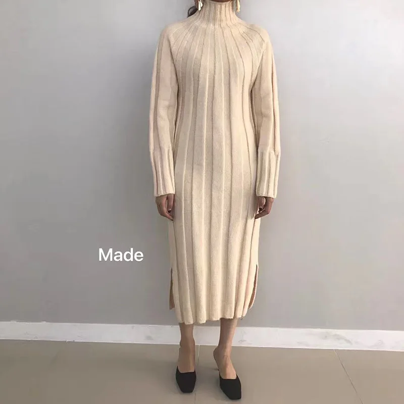2017 корейский стиль Для женщин Платья-свитеры одноцветное Цвет новая зимняя