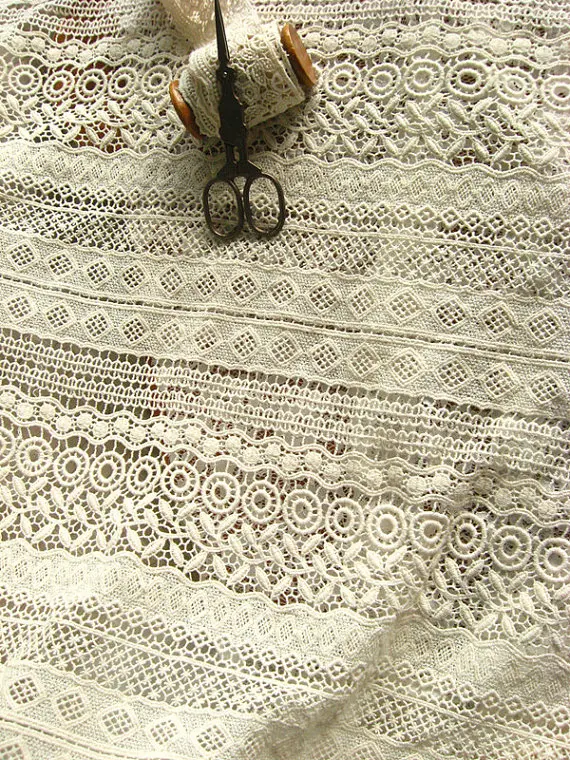 

Ivory Lace Fabric Crocheted Lace Fabric Antique Lace Fabric 1yard