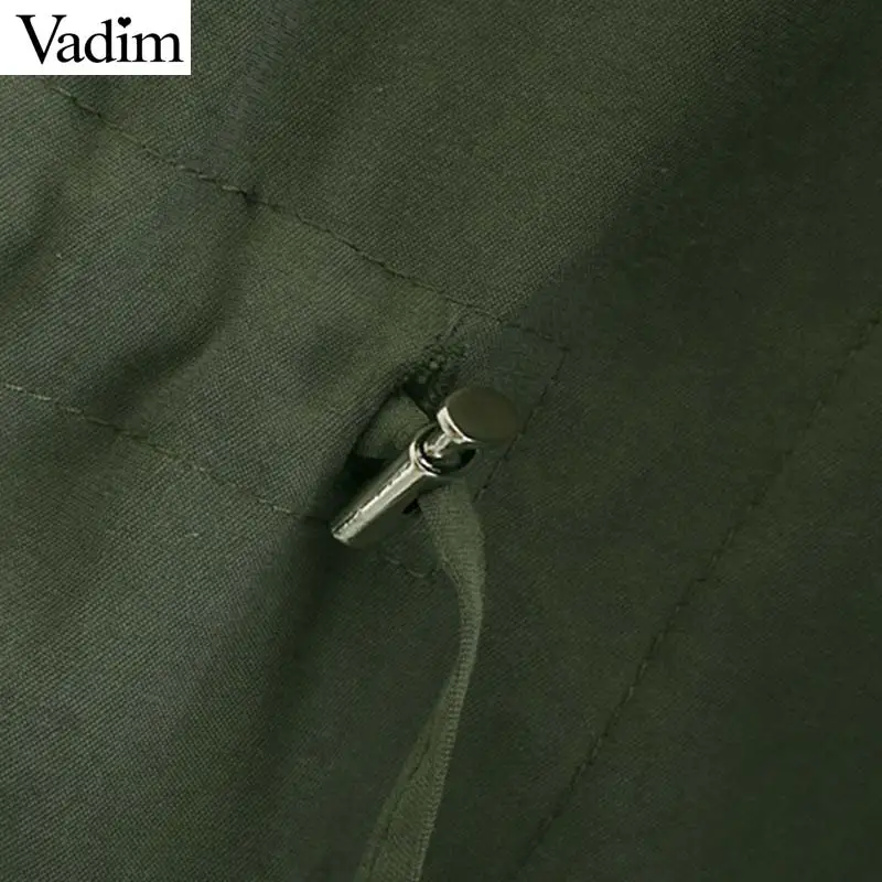 Vadim Женский Стильный зеленый Тренч пальто с открытыми швами Карманы длинный